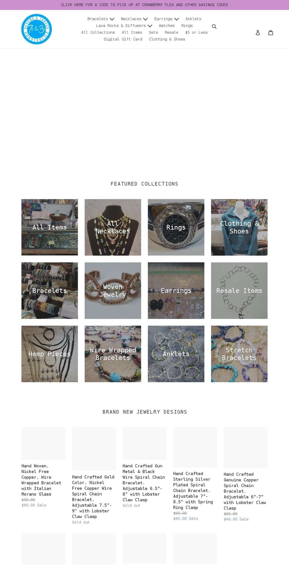 7s-3s-hand-crafted-jewelry.myshopify.com shopify website screenshot