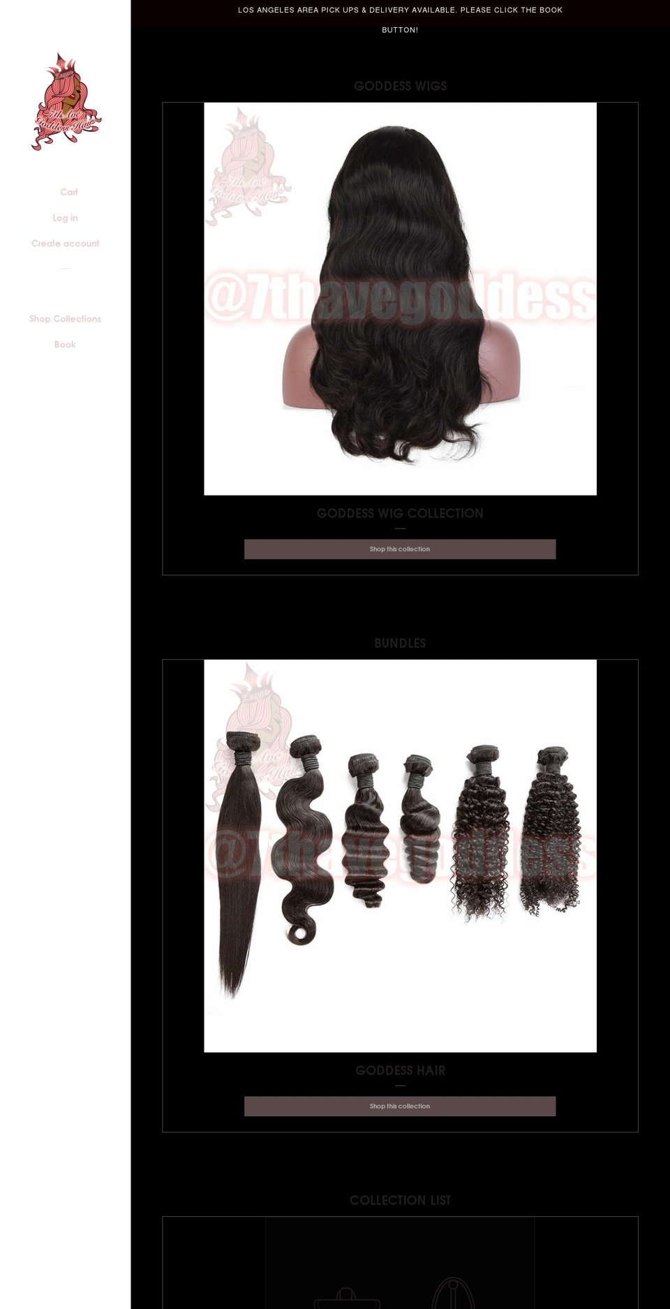7thavegoddesshair.com — Shopify storefront screenshot