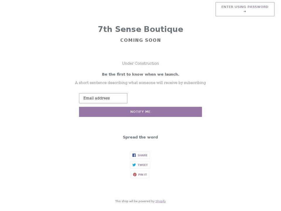 7thsenseboutique.com shopify website screenshot