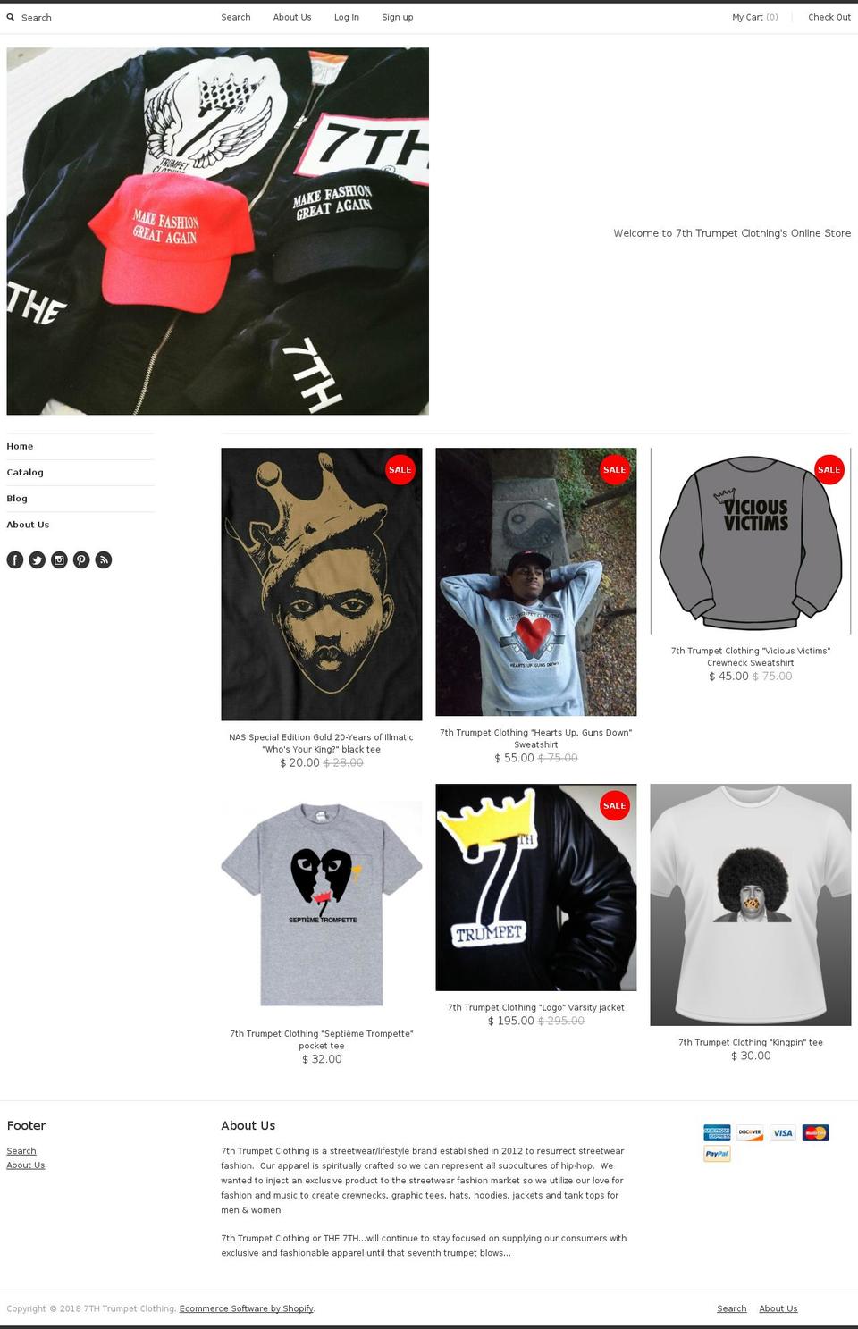 7thtrumpetclothing.com shopify website screenshot