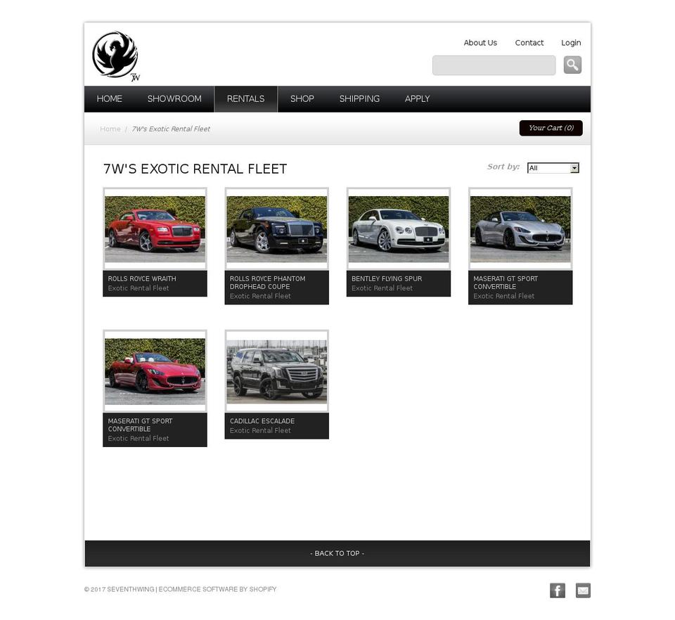 7wrentals.com shopify website screenshot
