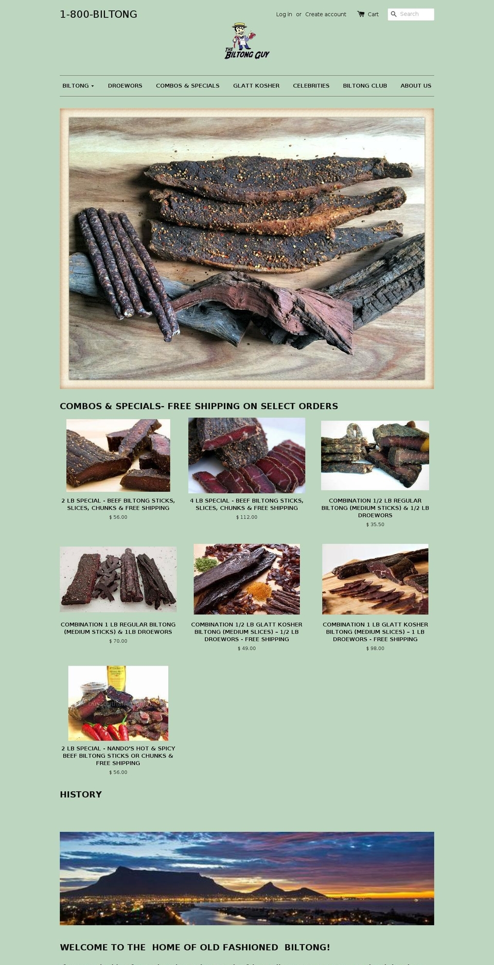 800biltong.com shopify website screenshot