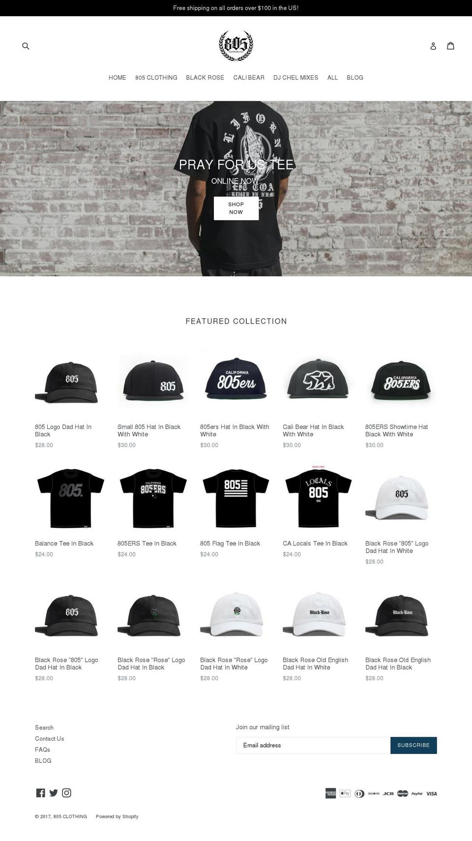 805clothing.com shopify website screenshot
