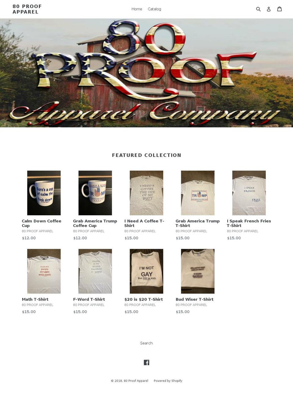 80proofapparel.com — Shopify storefront screenshot