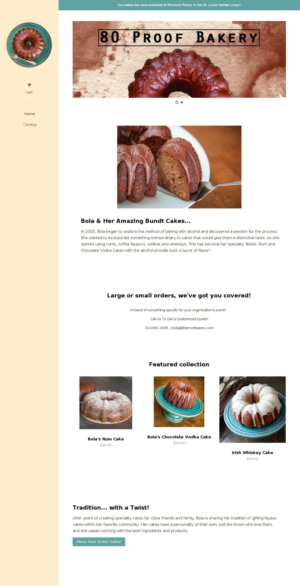 80proofbakery.com — Shopify storefront screenshot