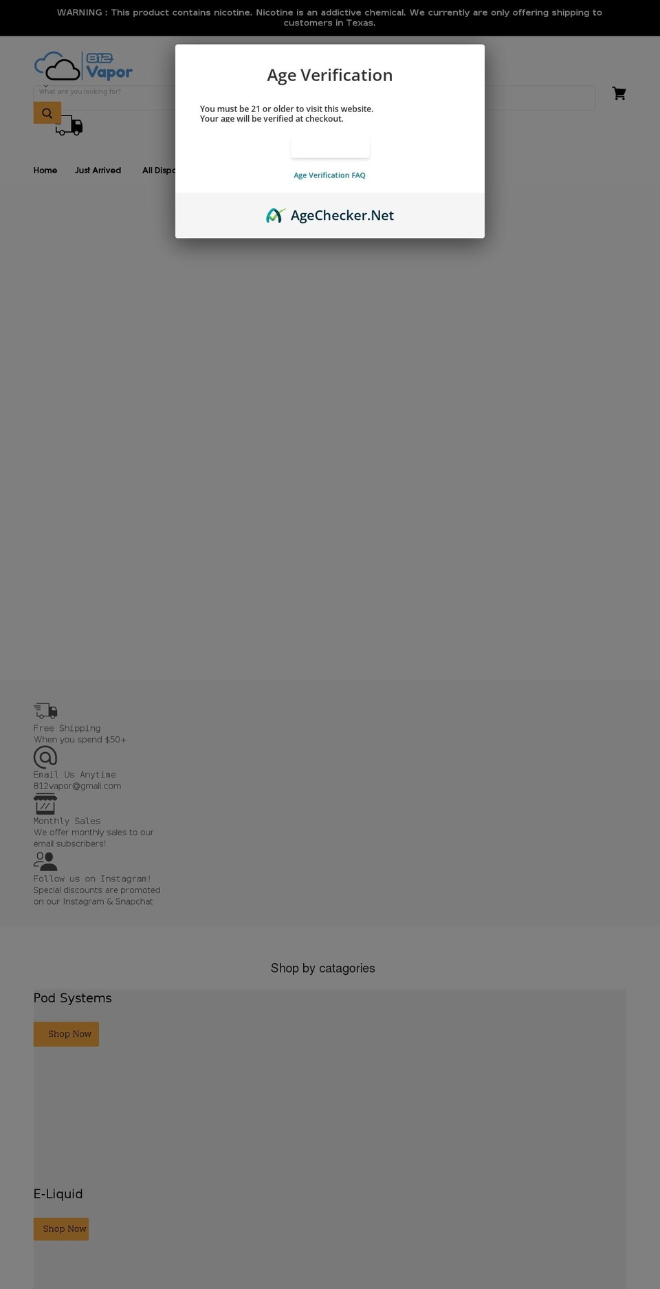 812vapor.com shopify website screenshot