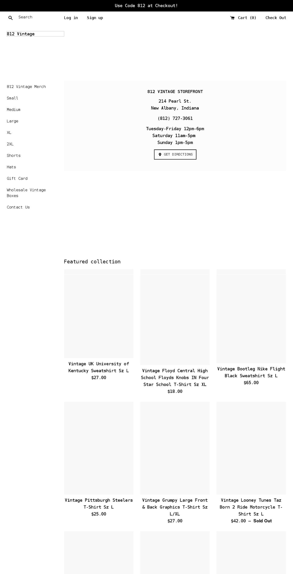 812vintage.com shopify website screenshot