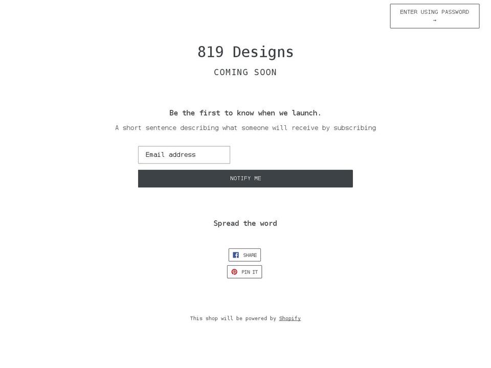 819designs.shop shopify website screenshot