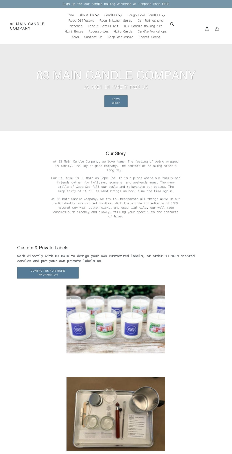 83maincandlecompany.com shopify website screenshot