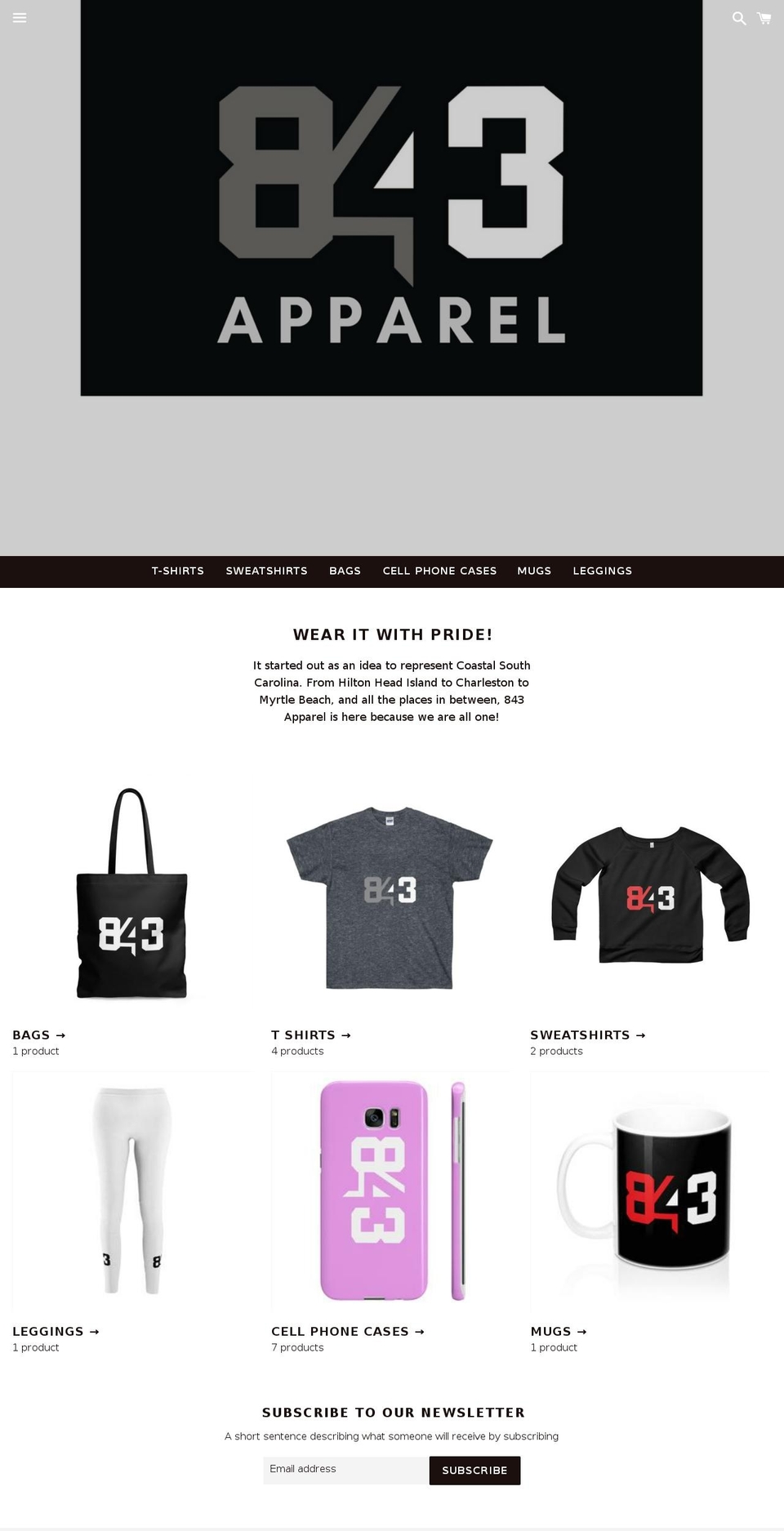 843apparelstore.com — Shopify storefront screenshot