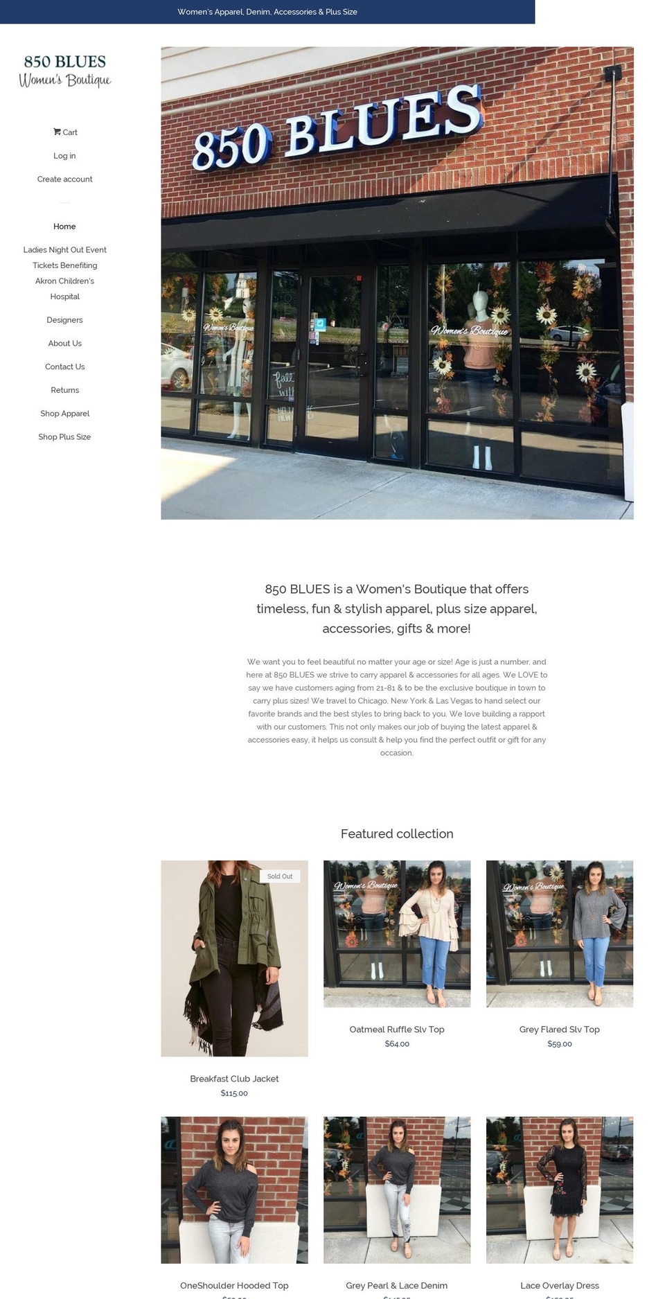850blues.com — Shopify storefront screenshot