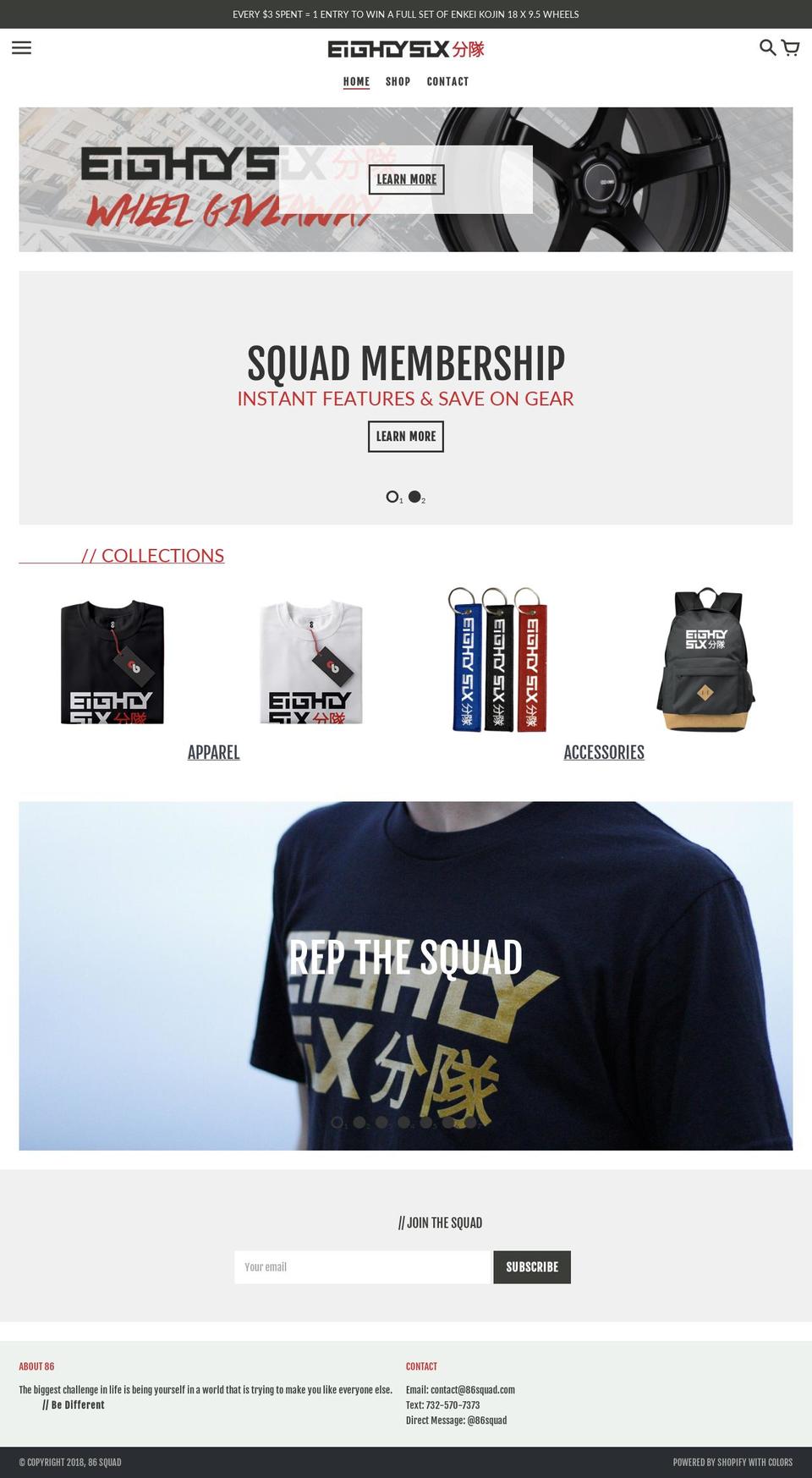 86squad.com shopify website screenshot