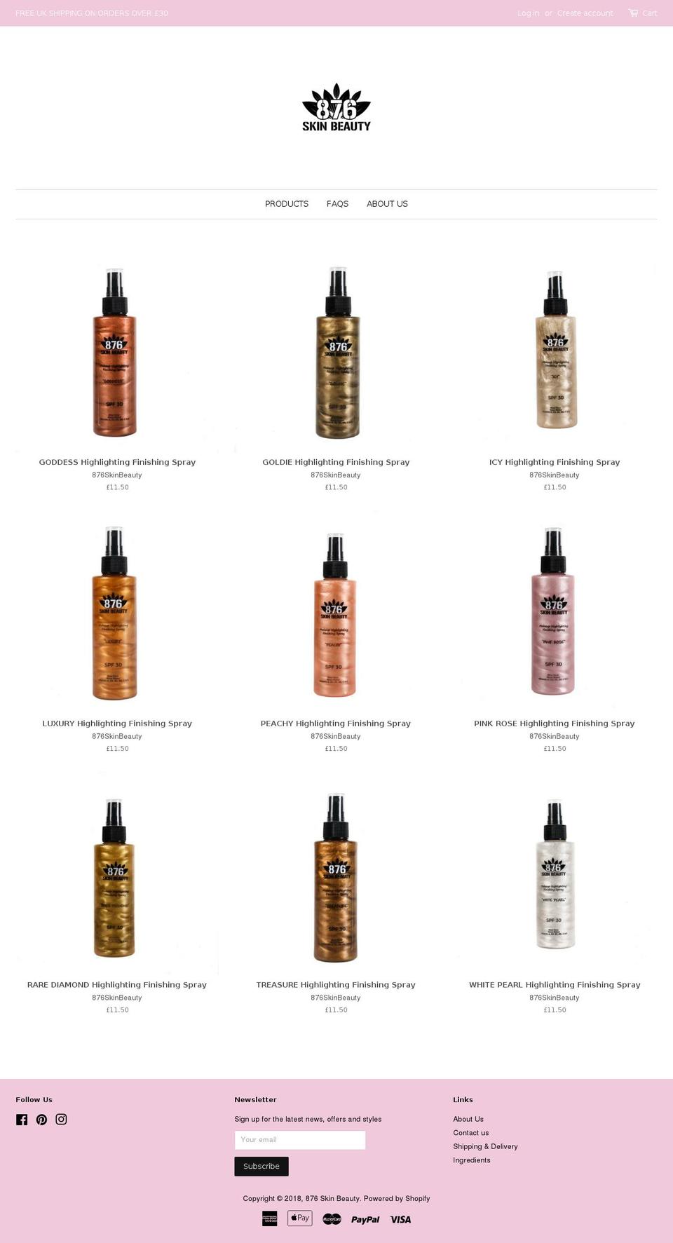 876skinbeauty.com — Shopify storefront screenshot