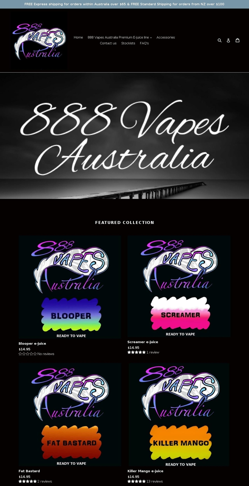 888vapesaustralia.online shopify website screenshot