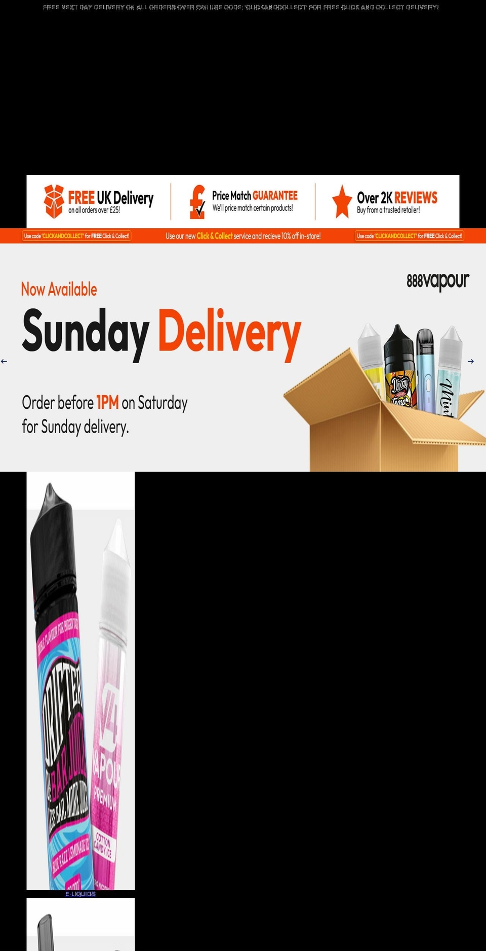 888vapour.com shopify website screenshot