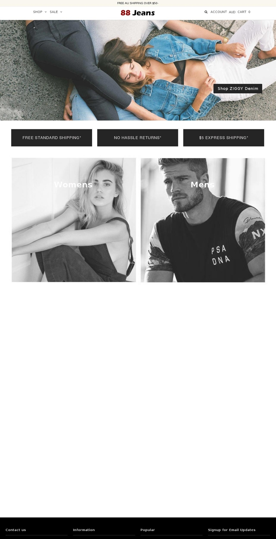 88jeans.com.au shopify website screenshot