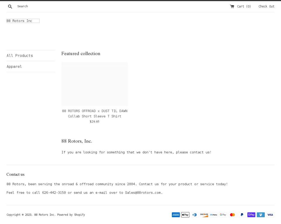 88rotorsoffroad.com shopify website screenshot