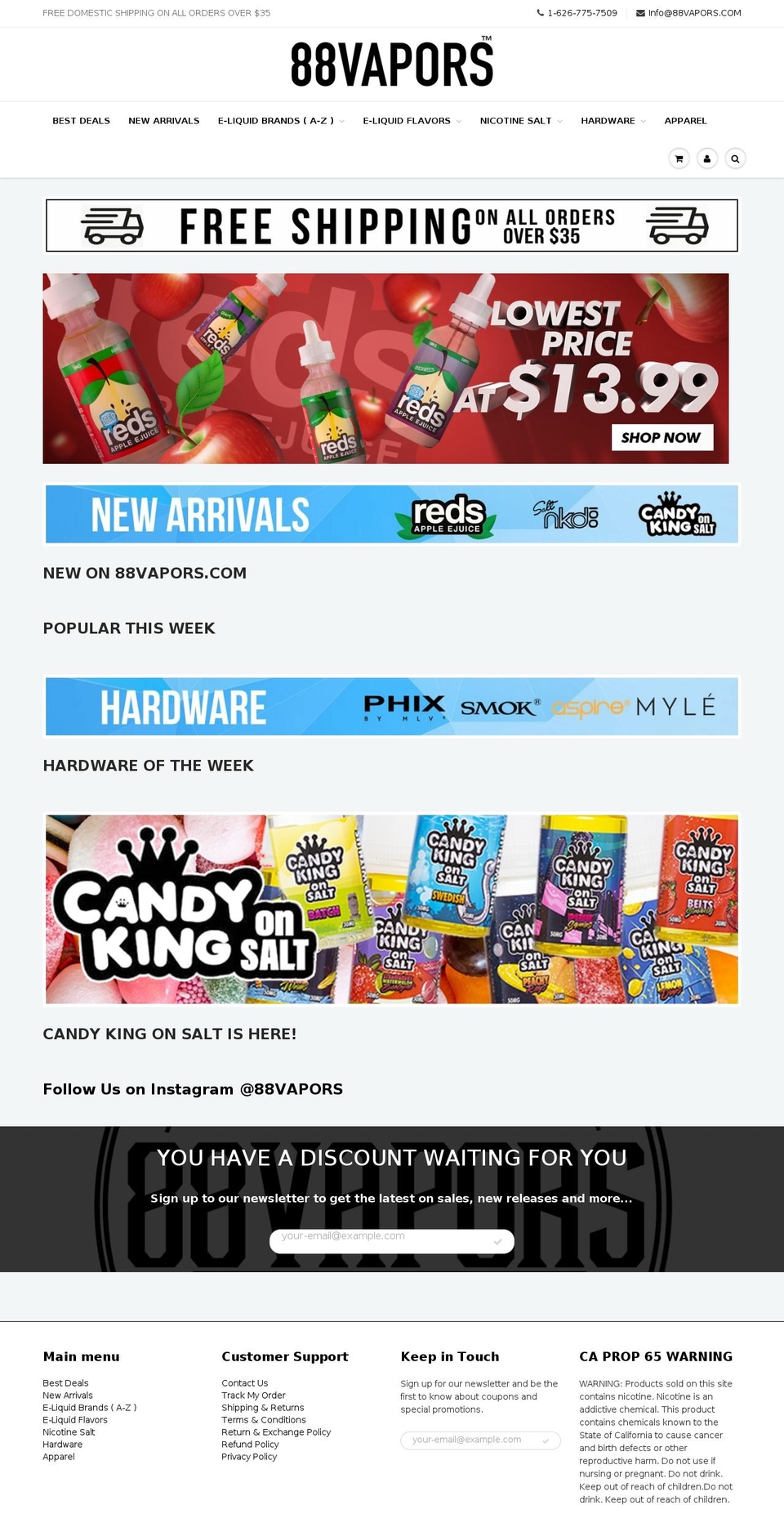 88vapors.com — Shopify storefront screenshot