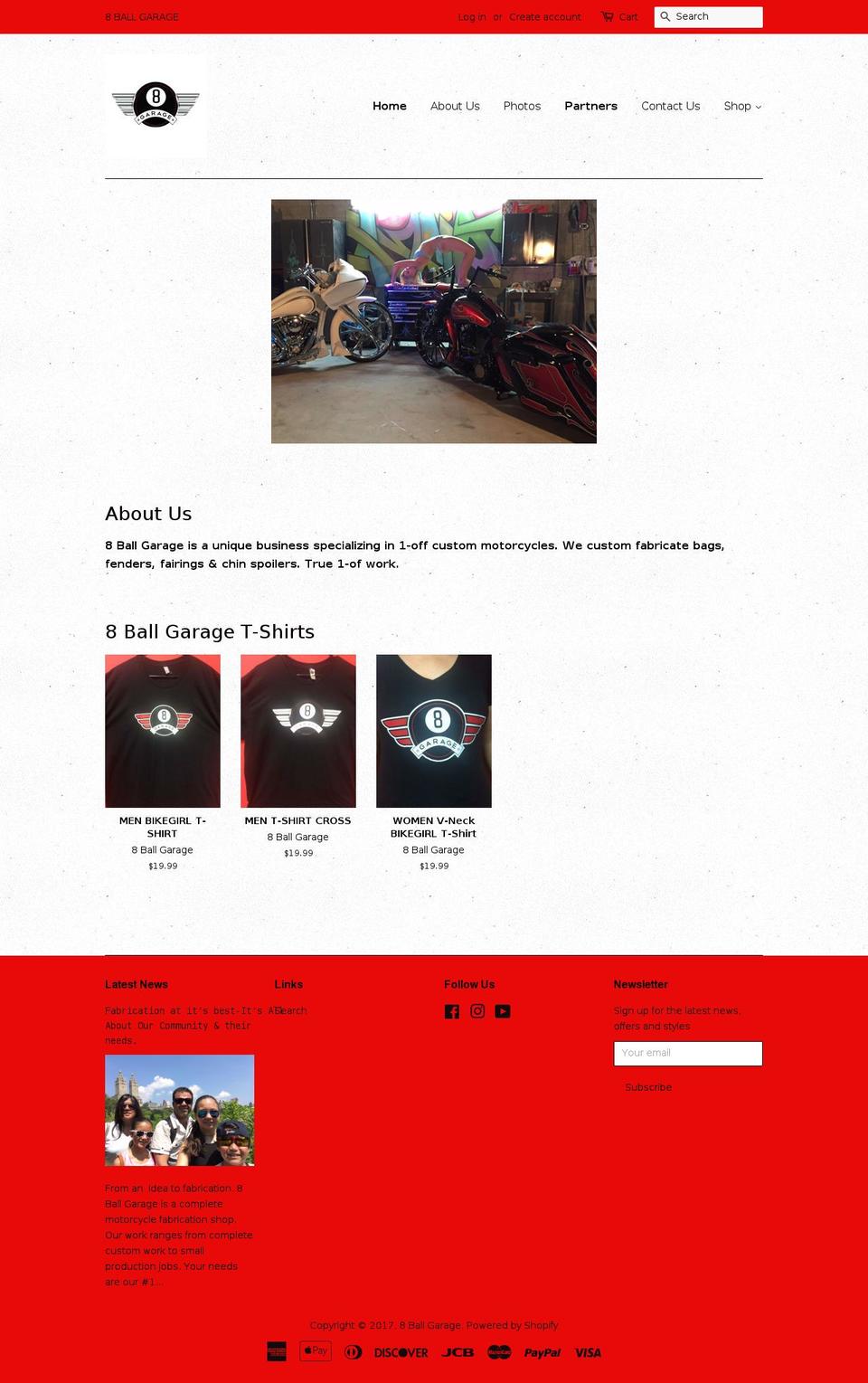 8ballgarage.com shopify website screenshot