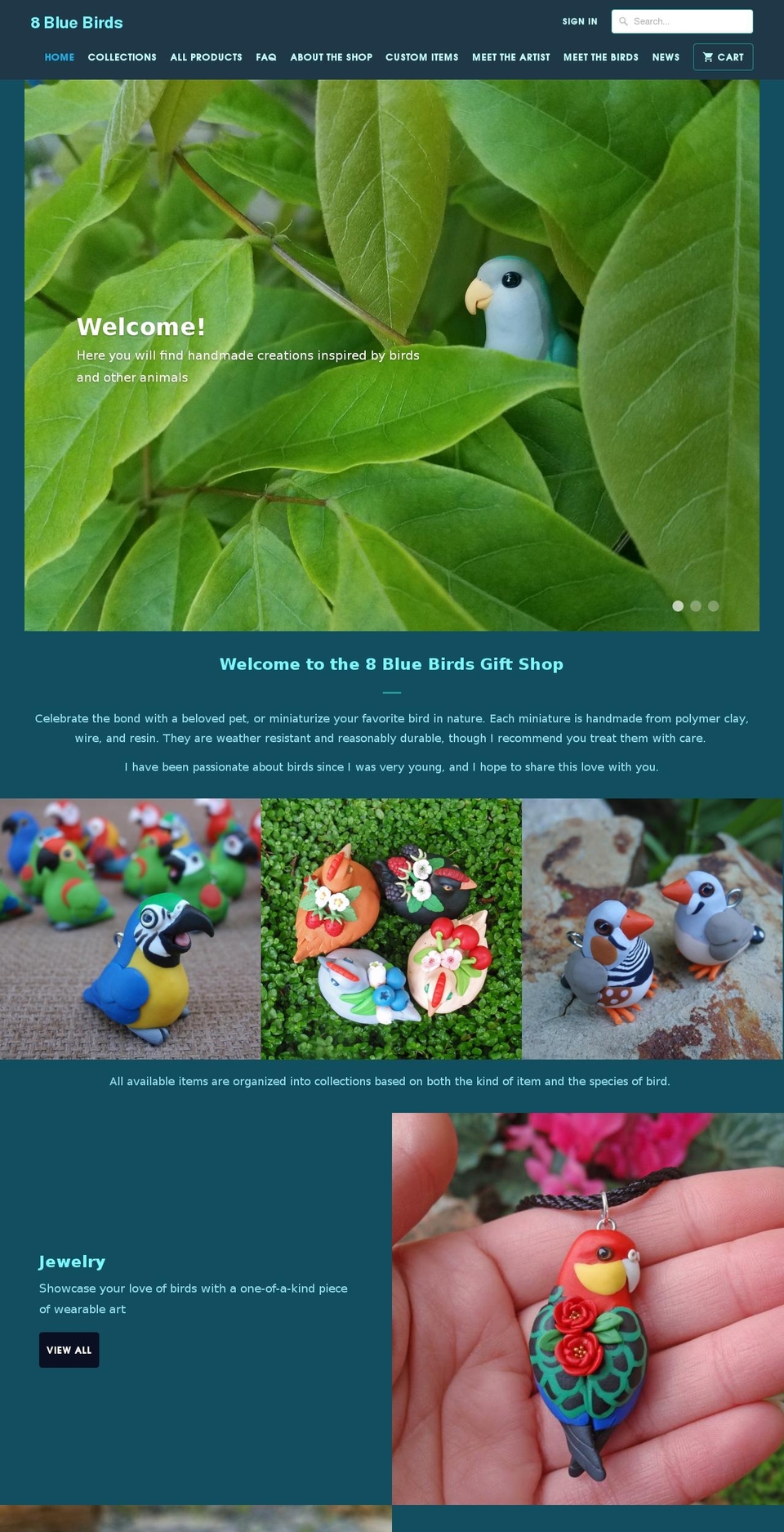 8bluebirds.com shopify website screenshot