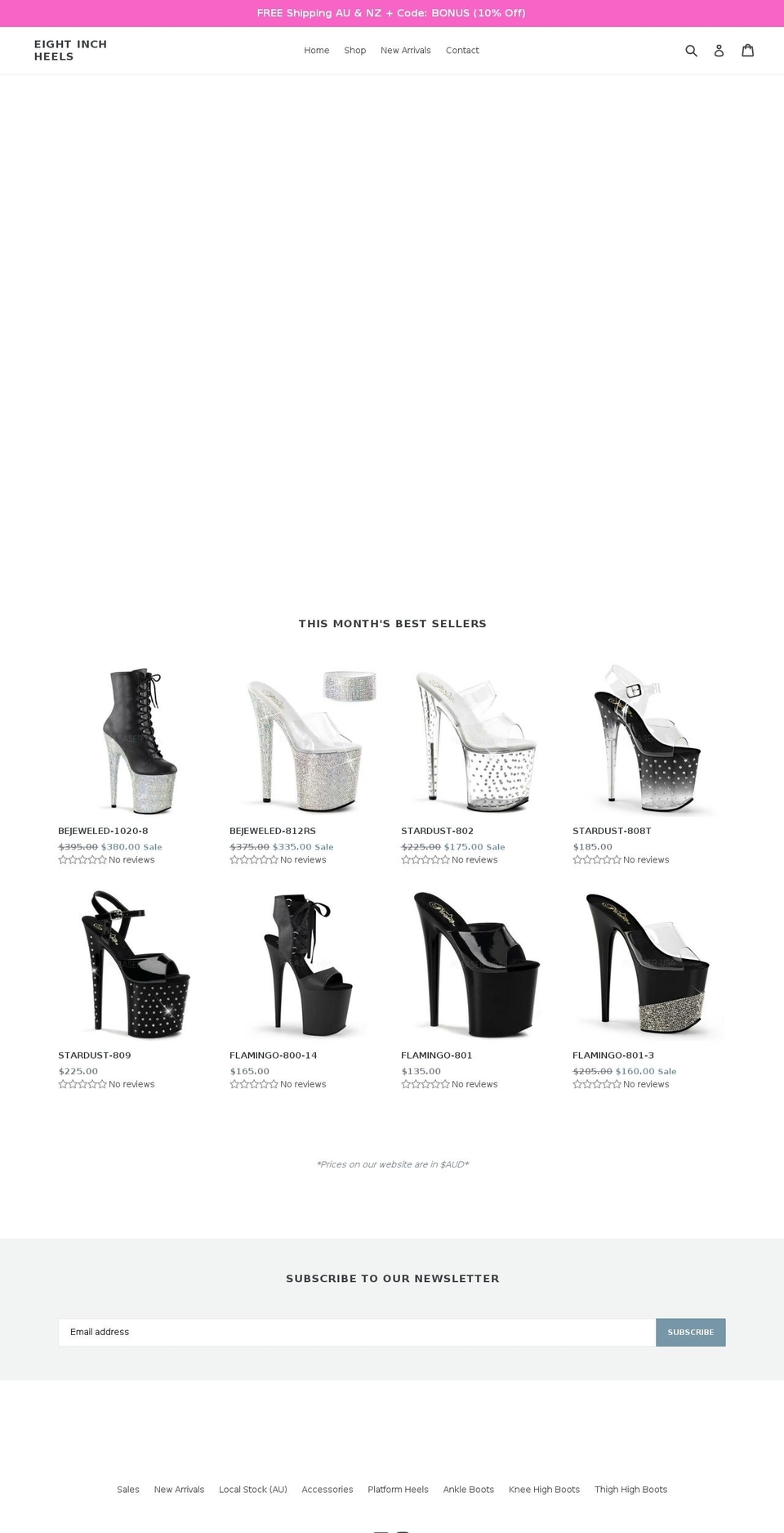 8inchheels.com — Shopify storefront screenshot