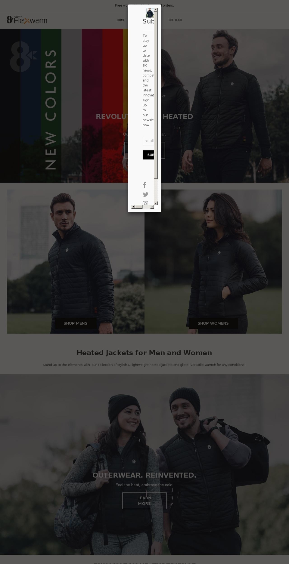 8kflexwarm.com shopify website screenshot