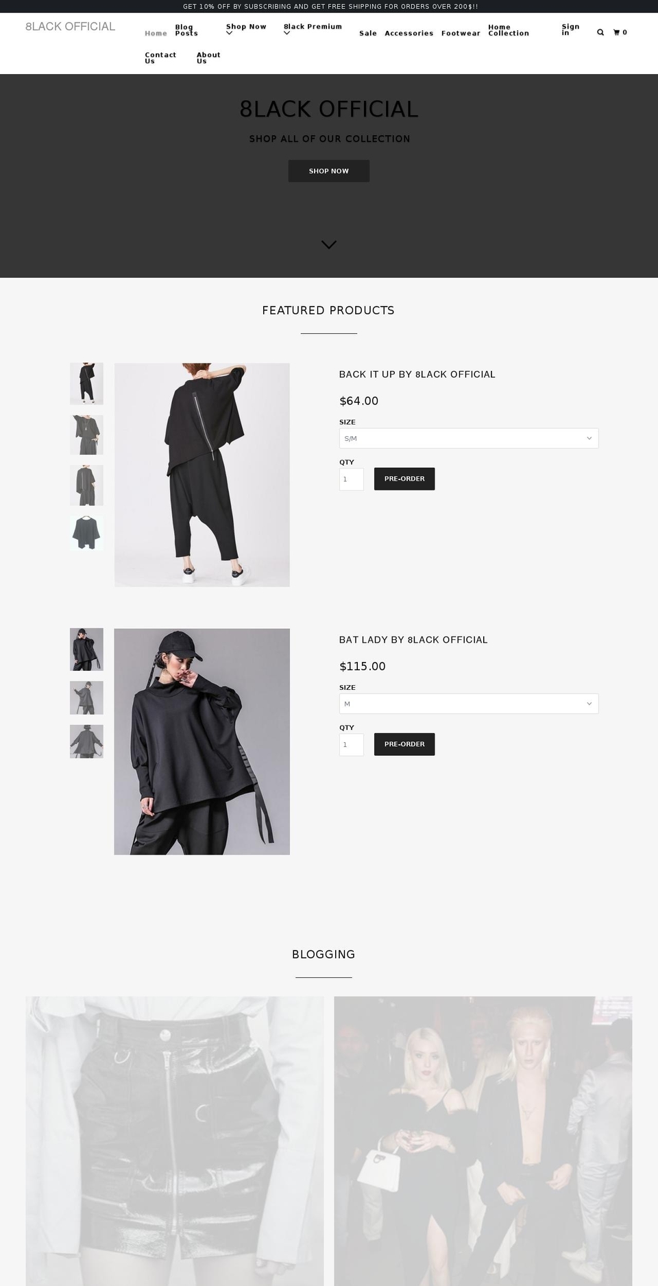 8lackofficial.com — Shopify storefront screenshot