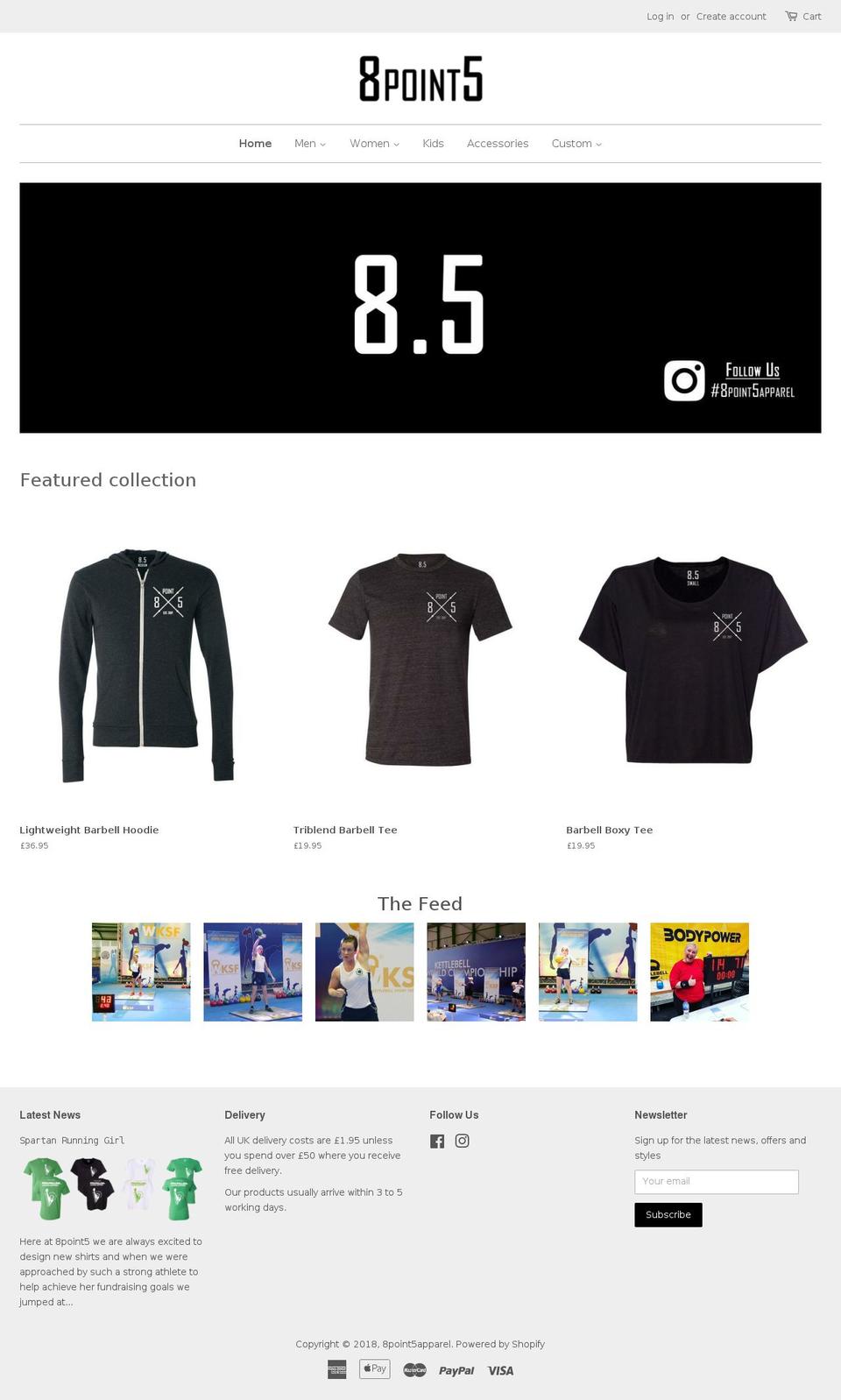 8point5apparel.com — Shopify storefront screenshot
