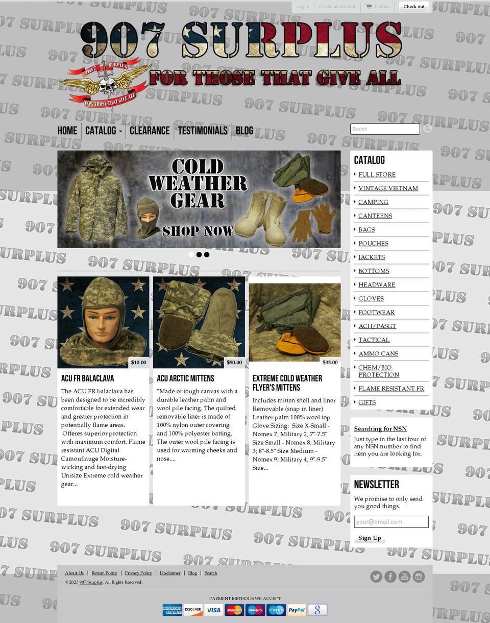 907surplusak.com shopify website screenshot
