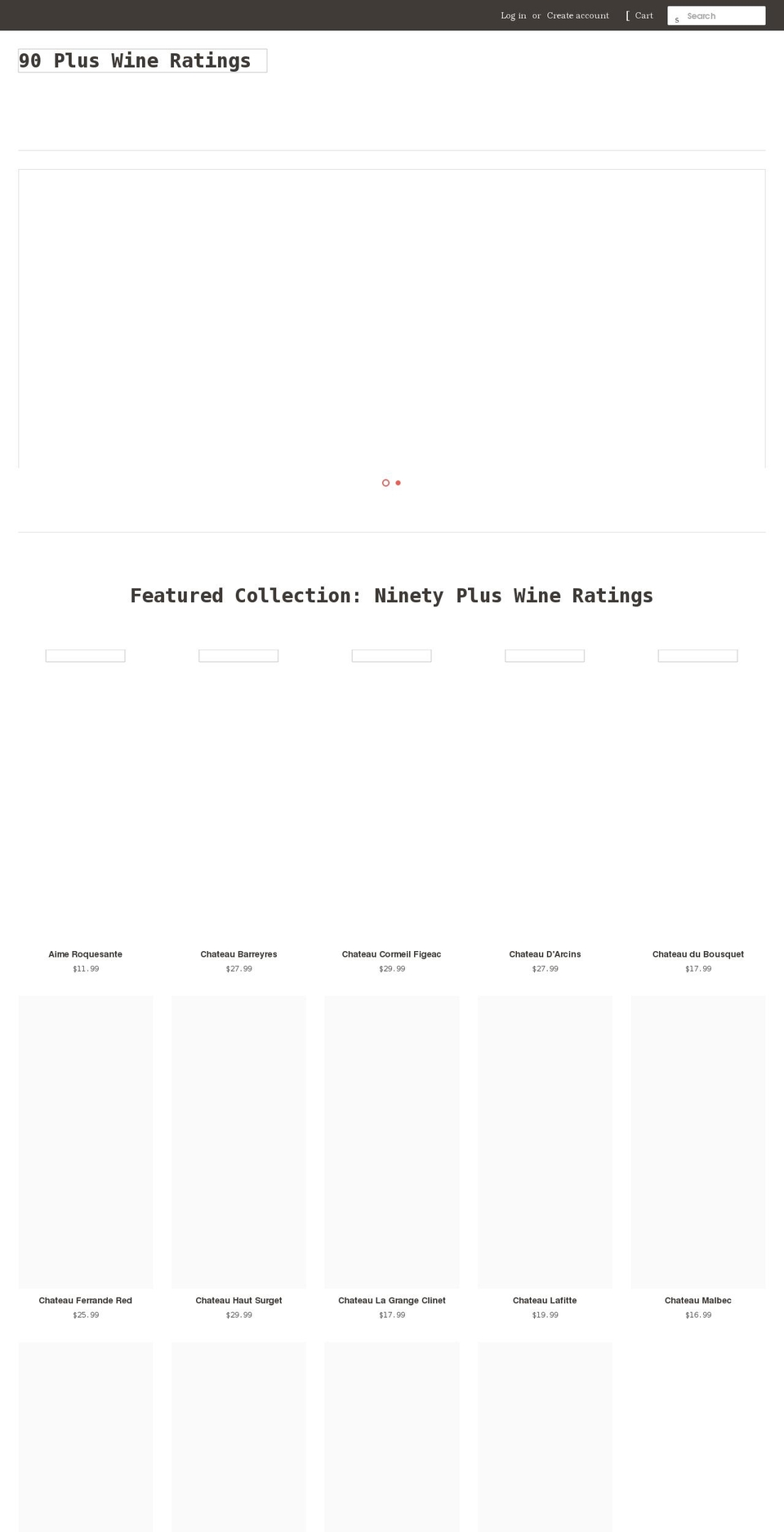 90pluswineratings.com shopify website screenshot