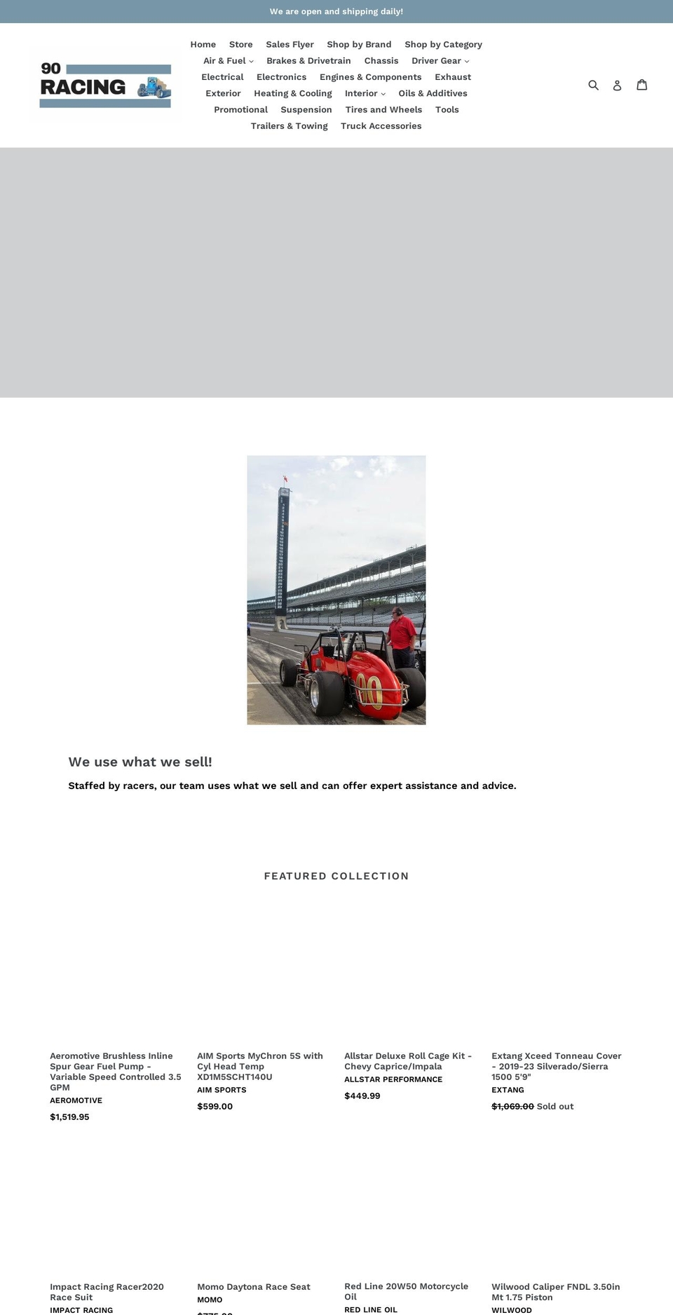 90racing.com — Shopify storefront screenshot