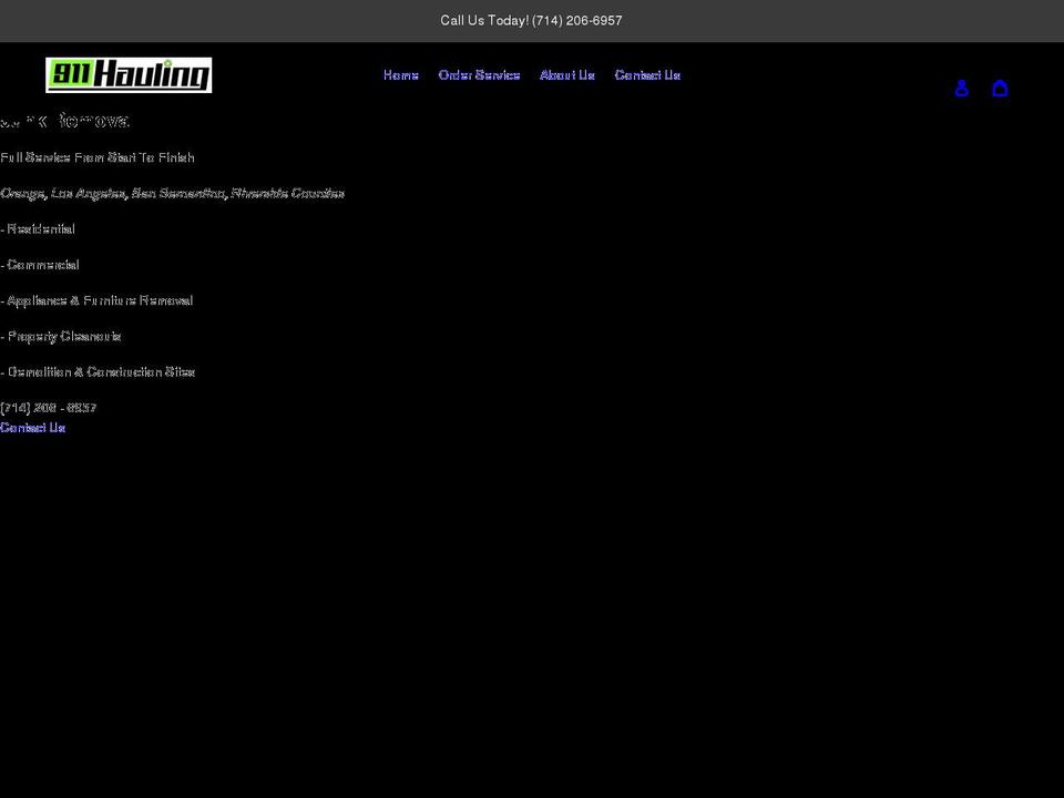 911hauling.com shopify website screenshot