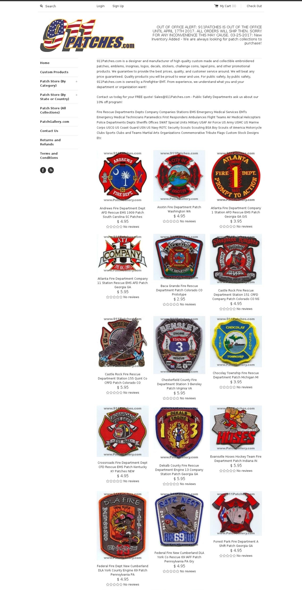 911patches.net shopify website screenshot