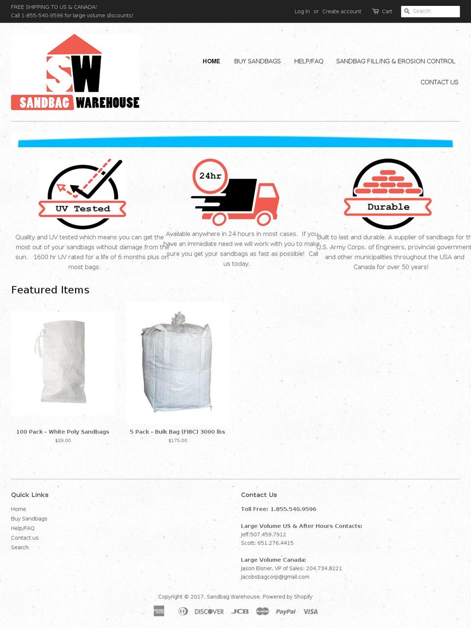 911sandbags.com shopify website screenshot