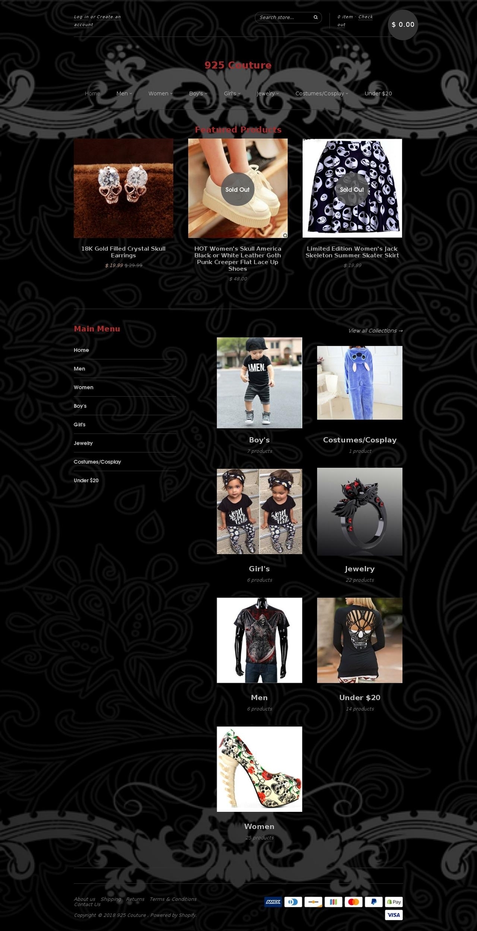 925couture.com — Shopify storefront screenshot