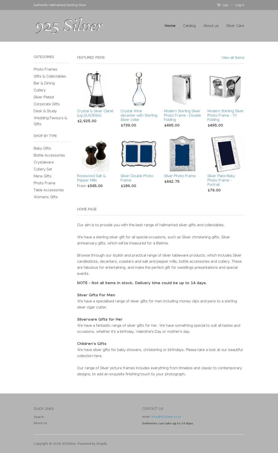 925silver.co.nz shopify website screenshot