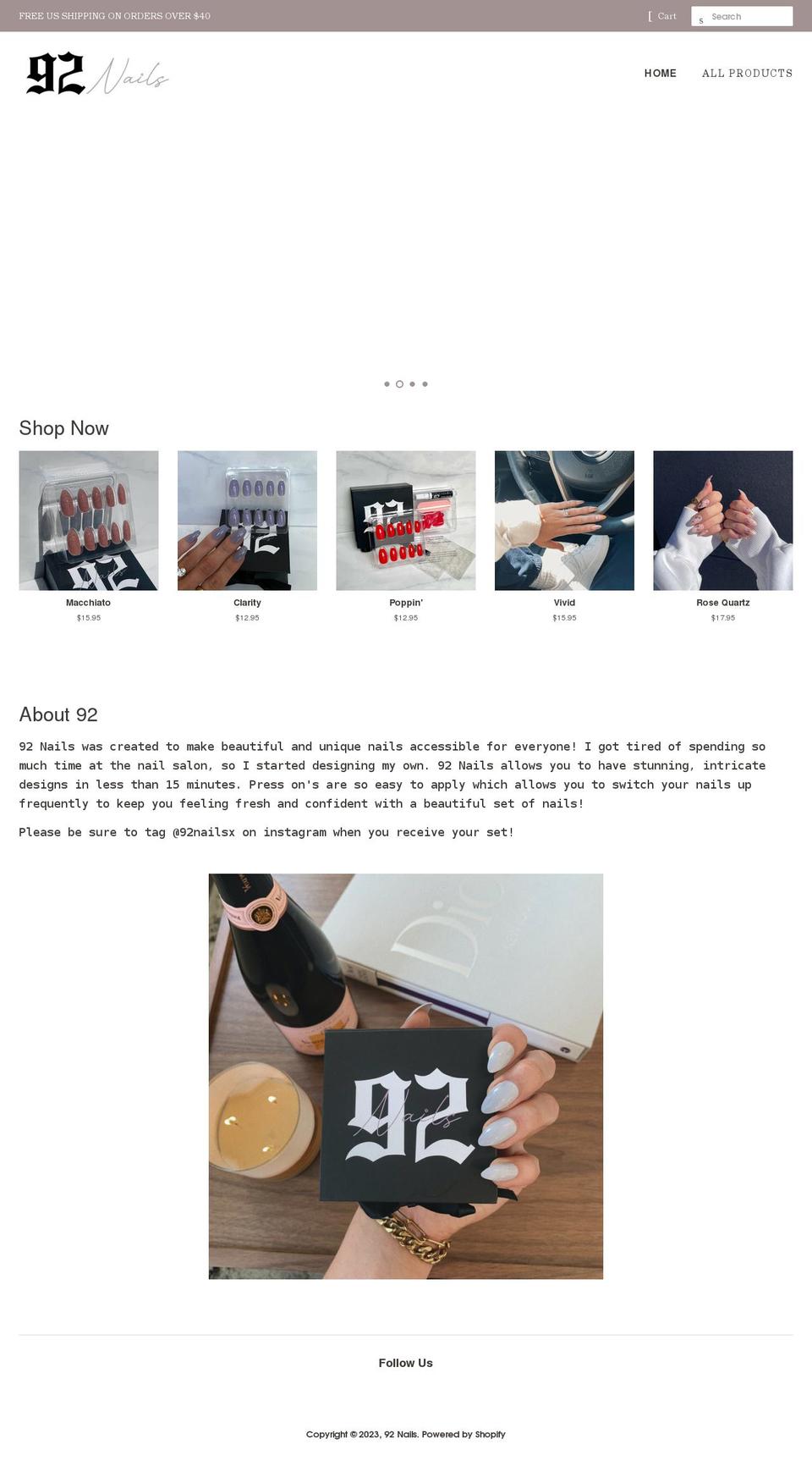 92nails.com shopify website screenshot