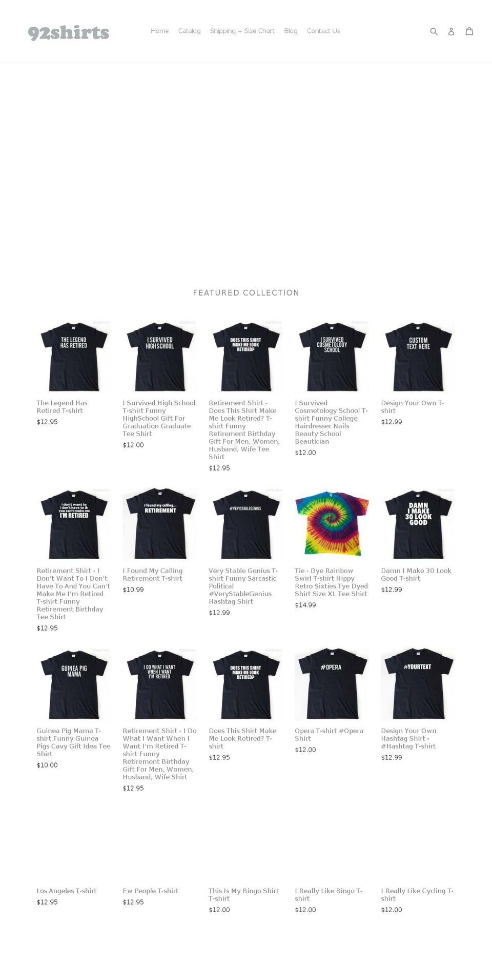 92shirts.com shopify website screenshot