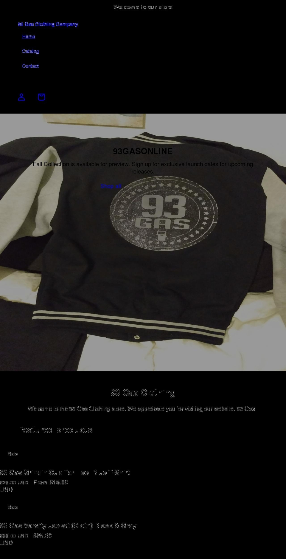 93gasonline.com shopify website screenshot