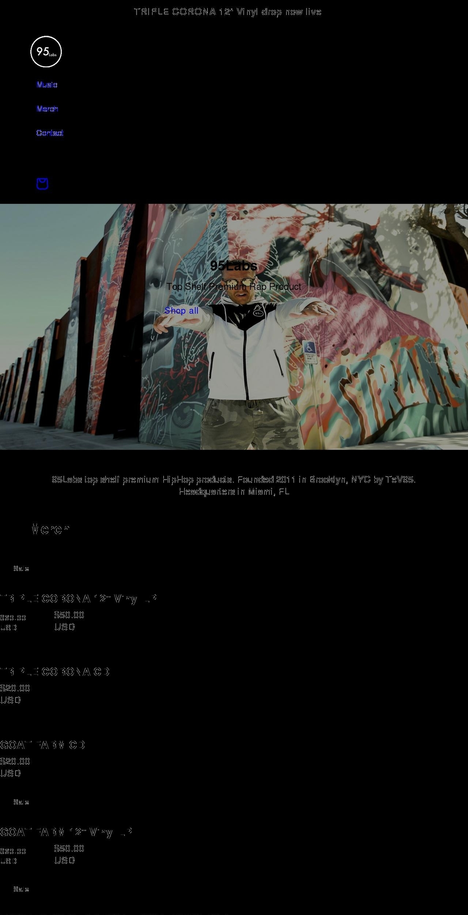 95labs.com shopify website screenshot