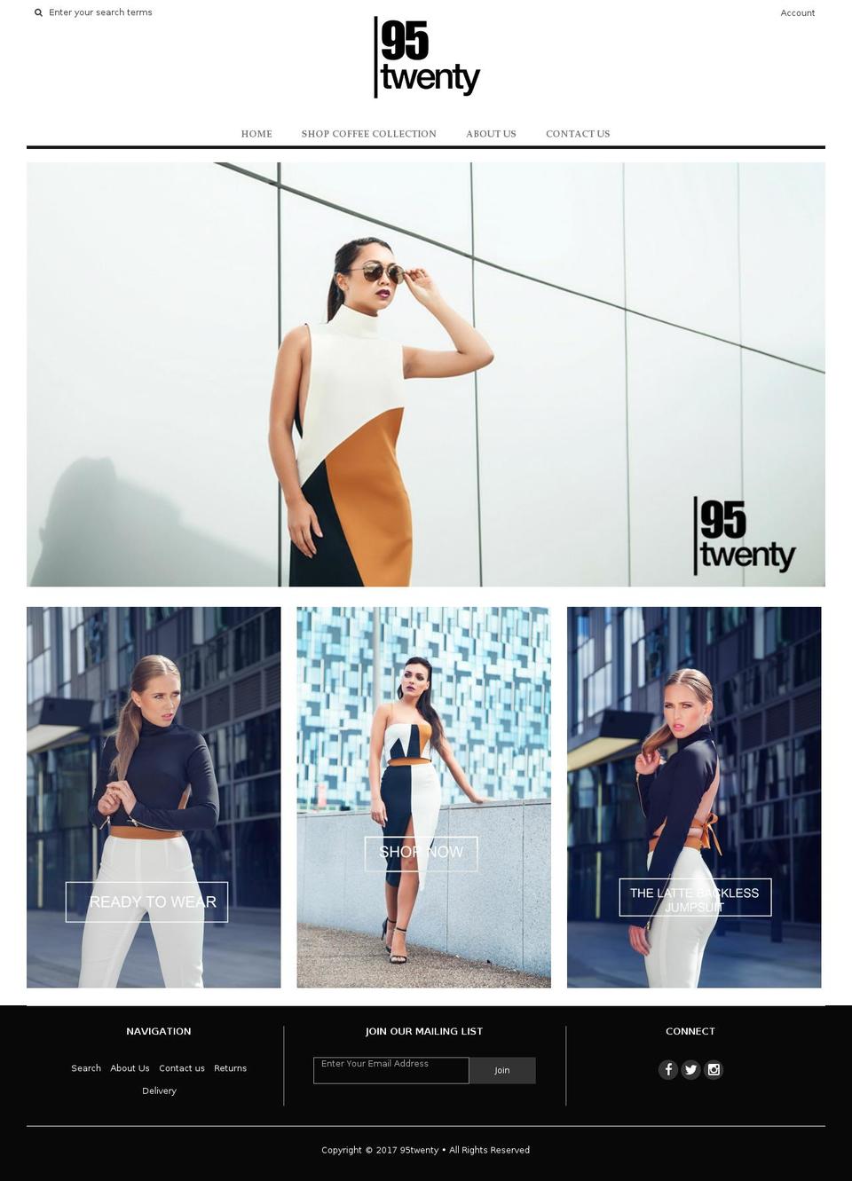 95twenty.com shopify website screenshot