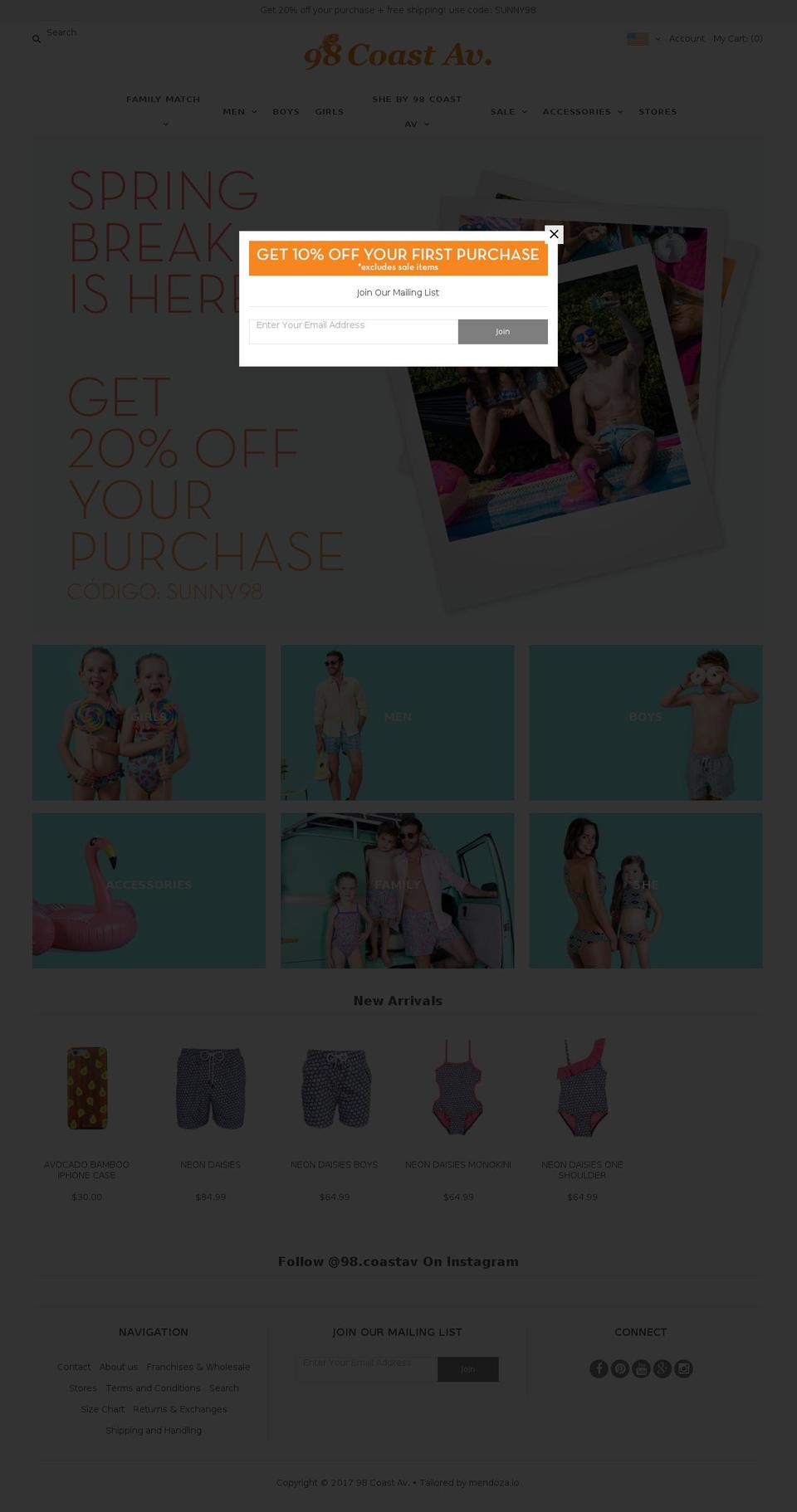 98coastav.com shopify website screenshot