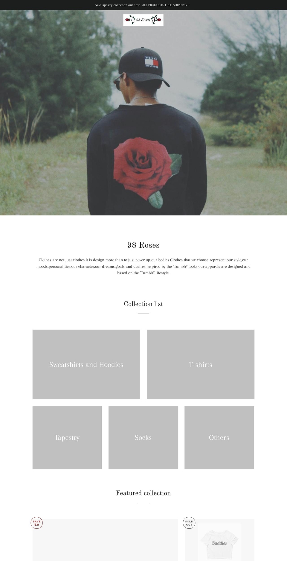 98roses.com — Shopify storefront screenshot