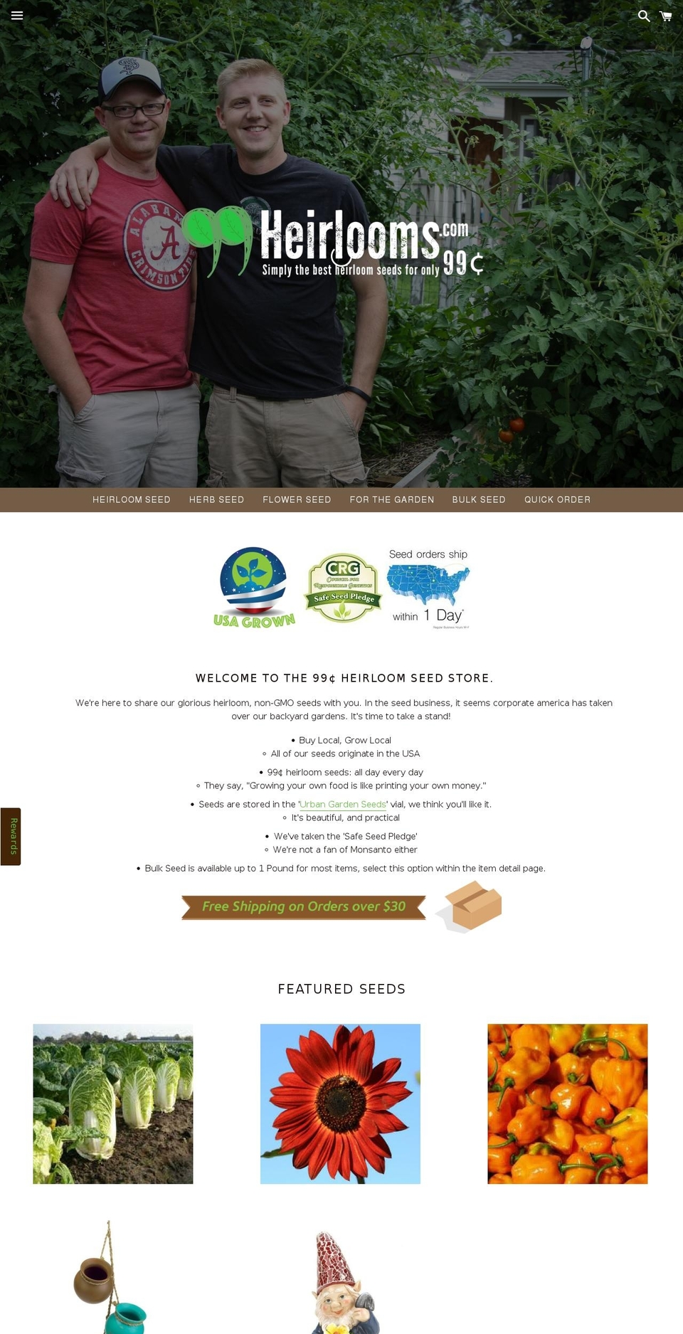 99-heirlooms.com — Shopify storefront screenshot