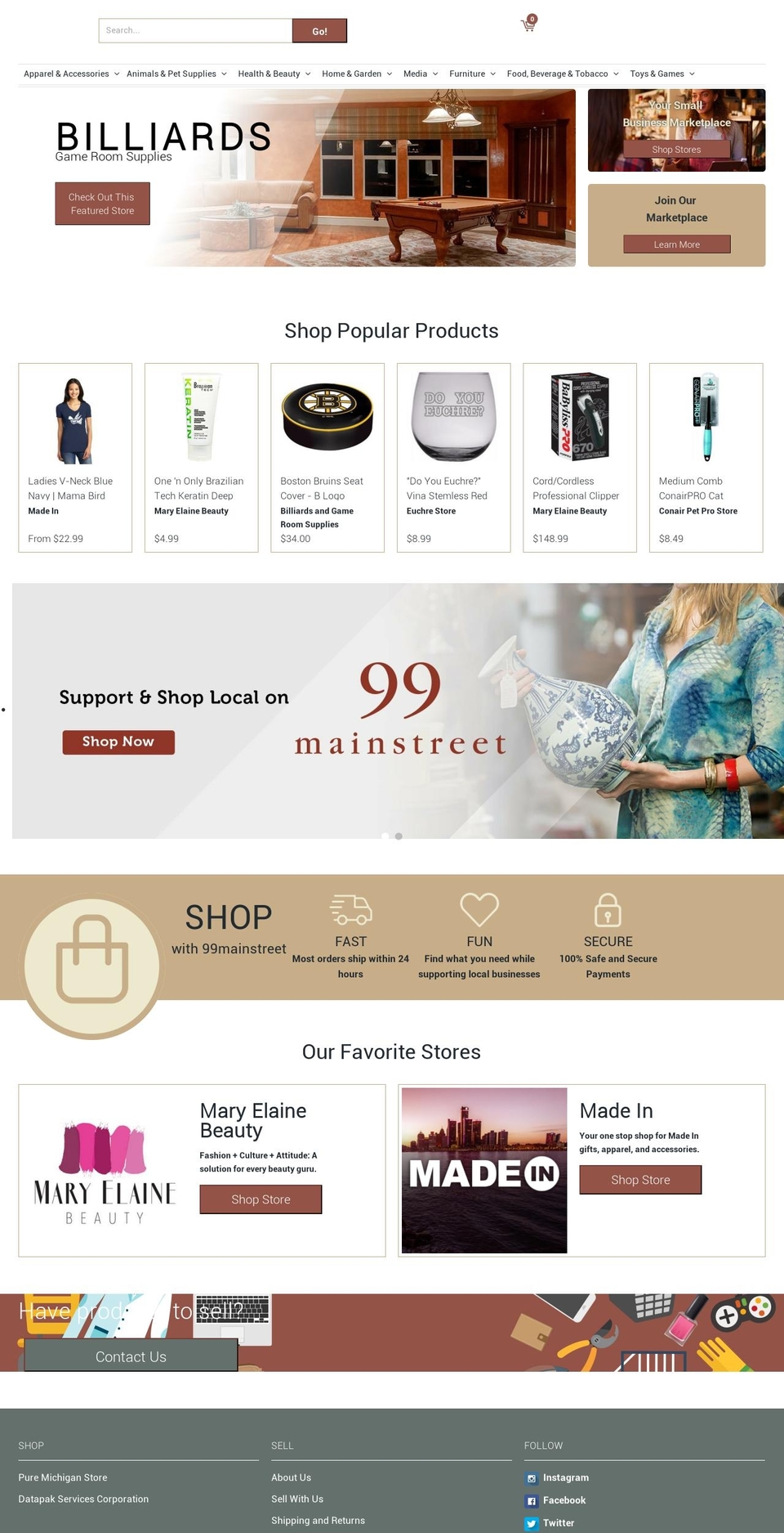 99-mainstreet.myshopify.com shopify website screenshot