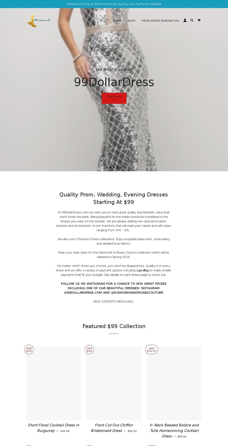 99dollardress.com shopify website screenshot