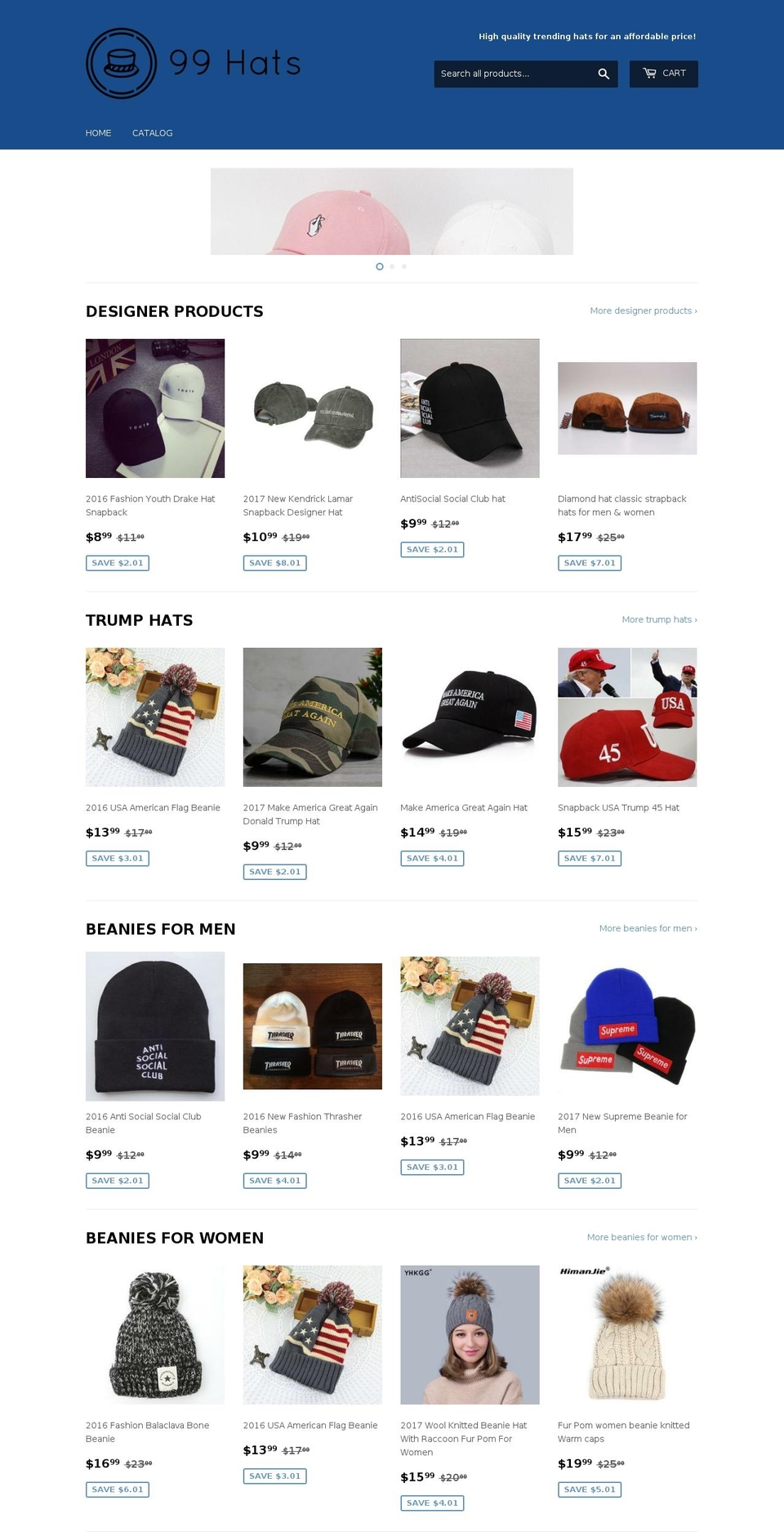 99hats.net shopify website screenshot