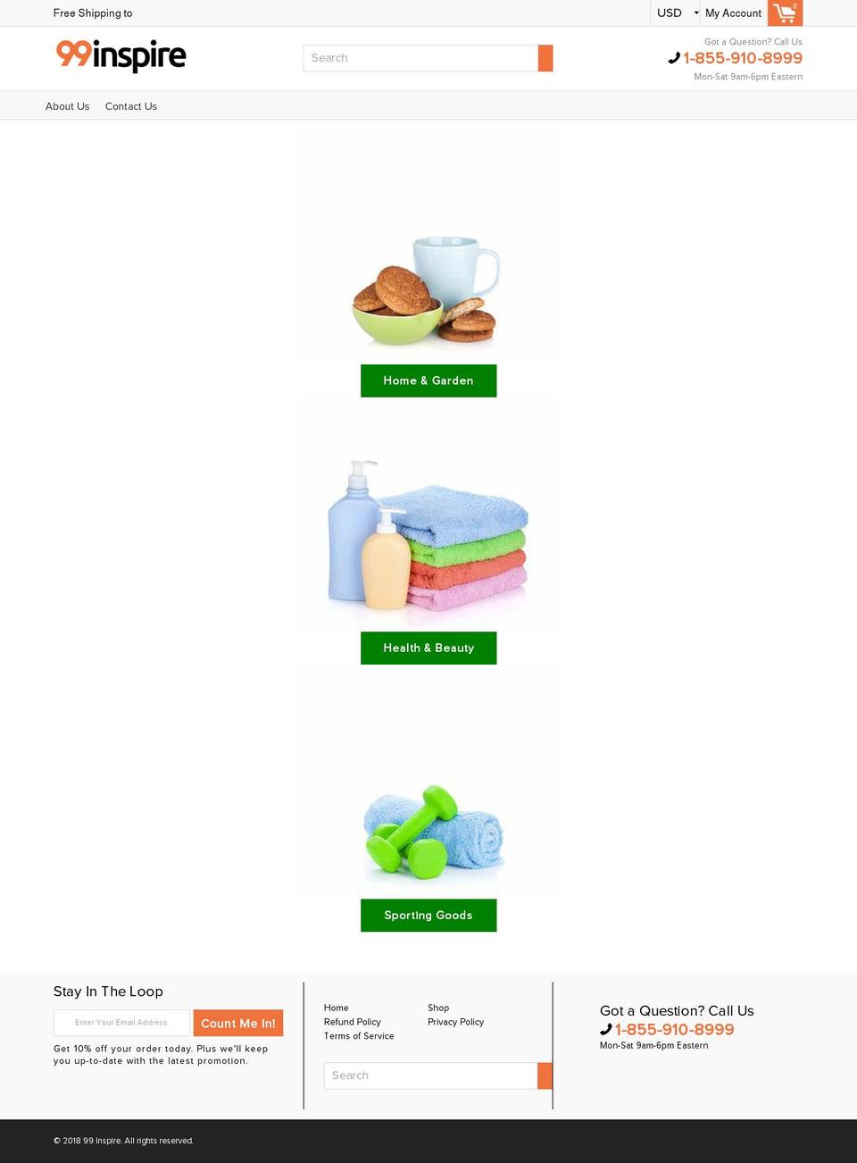 99inspire.com — Shopify storefront screenshot