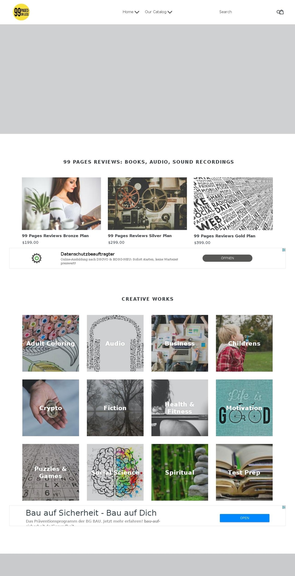 99pagesorless.com — Shopify storefront screenshot