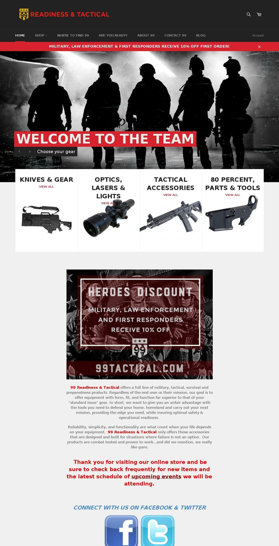 99tactical.com shopify website screenshot
